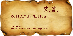 Kolláth Milica névjegykártya